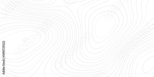 Abstract seamless topographic line map background with flowing various geometric black stripes contour patterns, organic terrain shapes and modern minimalist style.