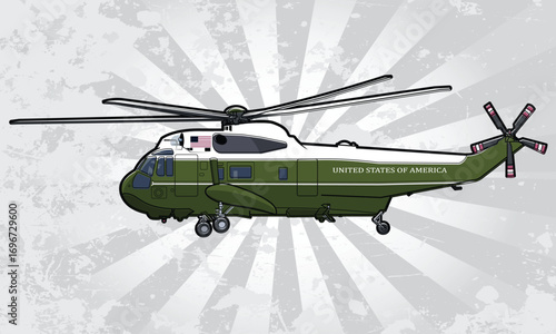 Vector illustration of a VH-3D Marine One Helicopter