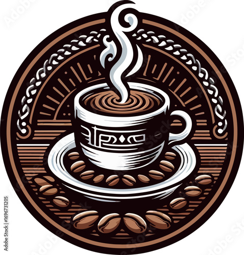 Turkish coffee logo icon vector white background .