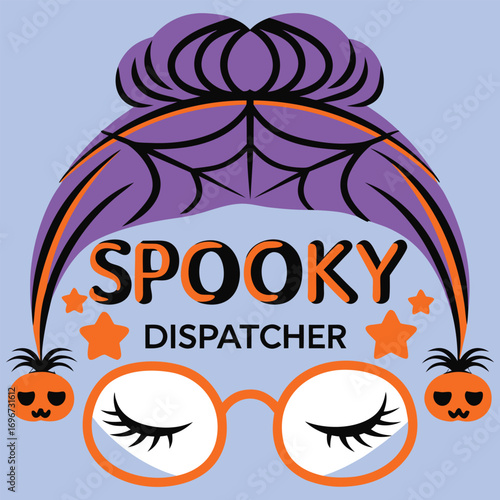 Spooky dispatcher with pumpkins and stars halloween