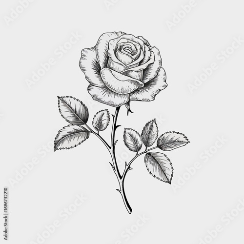 Hand drawn rose vector illustration elegant botanical art scalable floral design sketch style