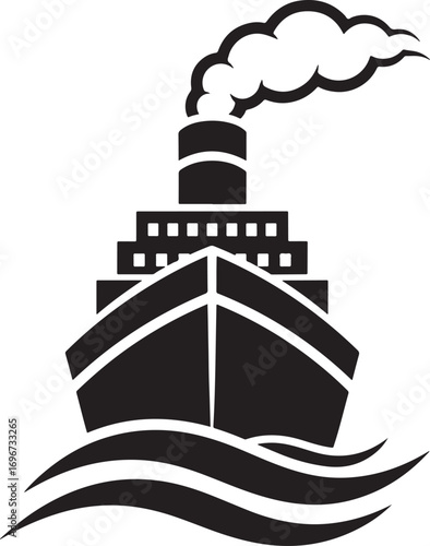Vintage steamship sailing the ocean vector design for posters and prints
