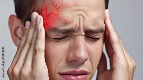 Man experiencing severe headache, a potential warning sign of an impending brain stroke condition