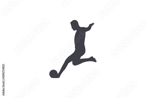 Silhouette of Soccer Player Kicking Ball – Football Vector Illustration
