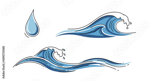 Ocean waves and water droplets representing the power and purity of nature