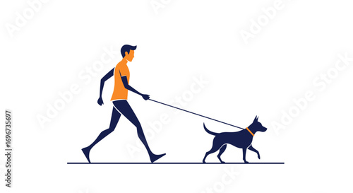 An active person enjoys a refreshing walk with their canine companion outdoors on a bright sunny day