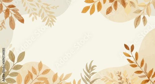 Wallpaper Mural 12 September 2025 Modern flat design style autumn background with clean lines and minimal shapes of foliage featuring warm beige and cream leaves for template  Torontodigital.ca