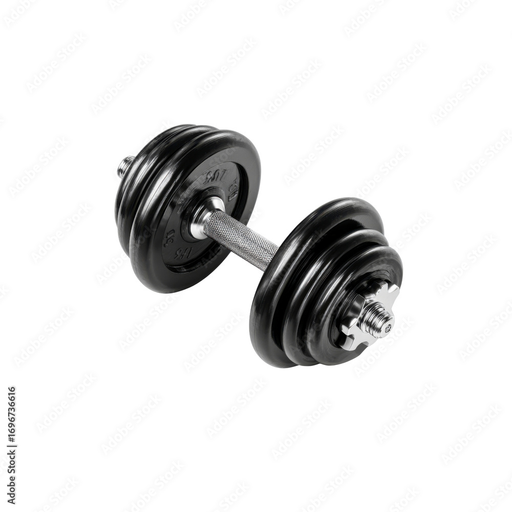 Fototapeta premium Black Adjustable Dumbbell Isolated on Black Background