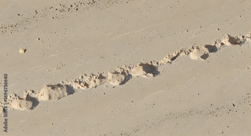Close up of a crack in dry sand with small pebbles Close up of a crack in dry sand with small pebbles