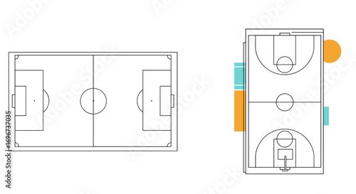 Comparing soccer and basketball court layouts and design elements for athletic performance analysis