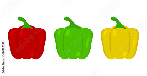 Bell Pepper Icon Set Isolated on Transparent Background. Fresh Vegetable and Healthy Food. Vector Illustration