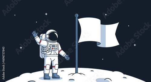 An Astronaut Greeting In Front Of The Flag Amidst The Starry Cosmos