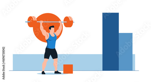 A Graphic Illustration Of A Strong Person Weightlifting Representing Healthy Lifestyle