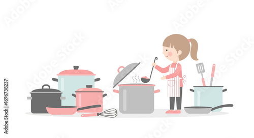 Animated Cook Preparing Delicious Meal With Kitchenware, Suitable For Design Projects