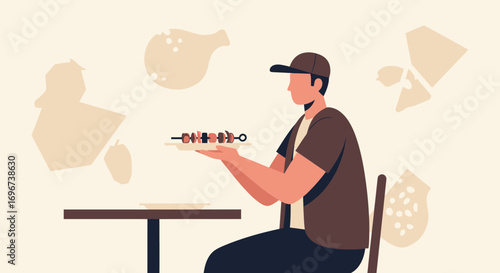 A Person Holding a Plate of Grilled Skewers, Ready to Serve Enjoyable Dinner