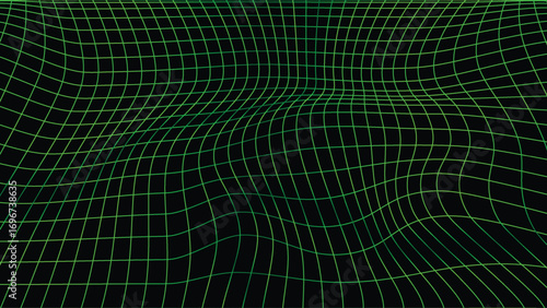 3D Grid Mesh Wireframe Background Abstract Digital Surface with Wavy Lines