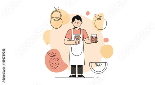 Artisan Presenting Homemade Jams And Jellies: A Fresh, Colorful Illustration Of Food