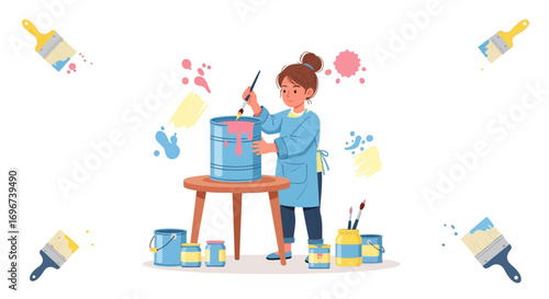 Artist Mixing Vibrant Paints to Create Artistic Inspiration and Creative Expression for a Project