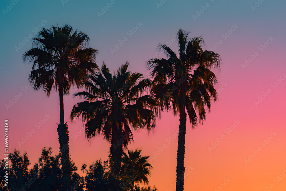 Obraz premium Exotic Tropical Sunset with Palm Trees