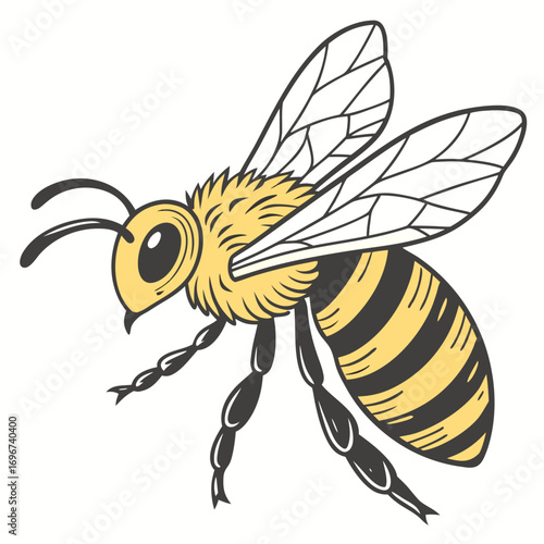 Stylized illustration of a bee flying