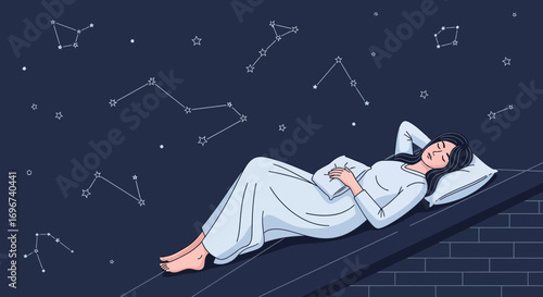 Astral Slumber: A Serene Moment Under the Celestial Canopy, Dreaming Deeply