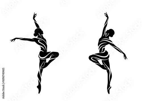 Elegant ballerinas in dynamic poses, capturing grace and artistic expression