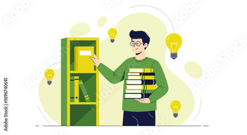 Academic Mind Unveiling New Ideas and Insights Within a Library's Literary World