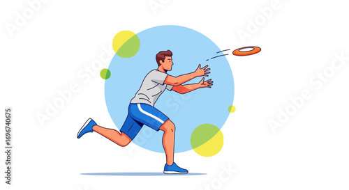 Athlete Attempting To Catch A Flying Disc During An Outdoor Recreational Activity