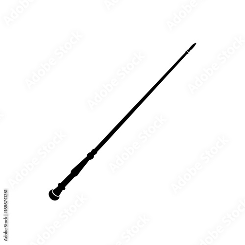 Illustration of a long ornate black wand