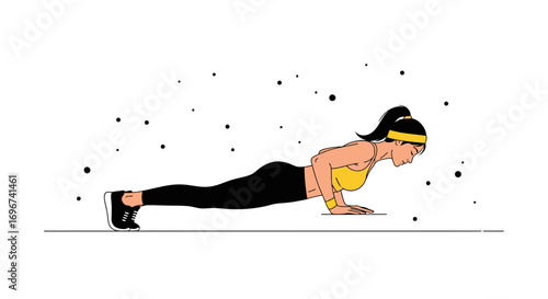 Athlete Performing Push-Up Exercise on White Background with Sporty Outfit