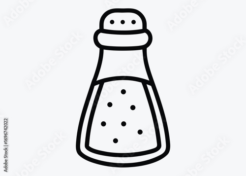 Simple minimalist line drawing of a salt shaker with salt granules inside for food and cooking
