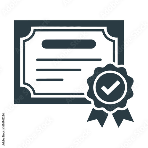 Award certificate and badge icon representing achievement and quality assurance
