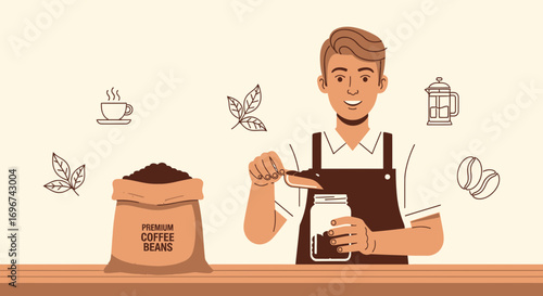Barista Crafting Fresh Coffee from Premium Beans, Freshly Brewed and Ready to Drink