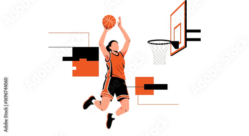 Basketball Player Scores With A Jumpshot Depicting Athleticism And Sporting Activity