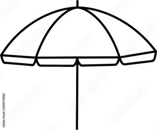 Simple Outline Illustration of a Beach Umbrella for Summer Vacation