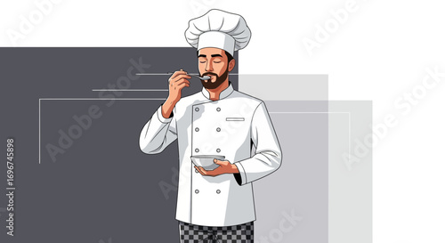 Chef Enjoying The Taste Of A Dish, Food Preparation And Culinary Excellence