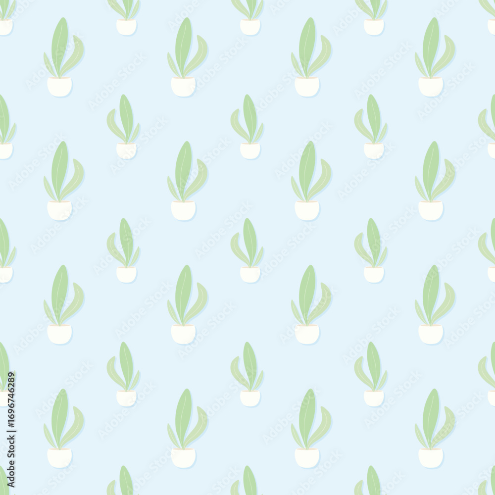 Naklejka premium Cute pastel plant seamless pattern with pastel background