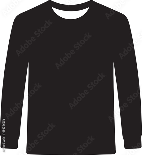  Black Plain Long Sleeve T-shirt Mockup Vector Illustration