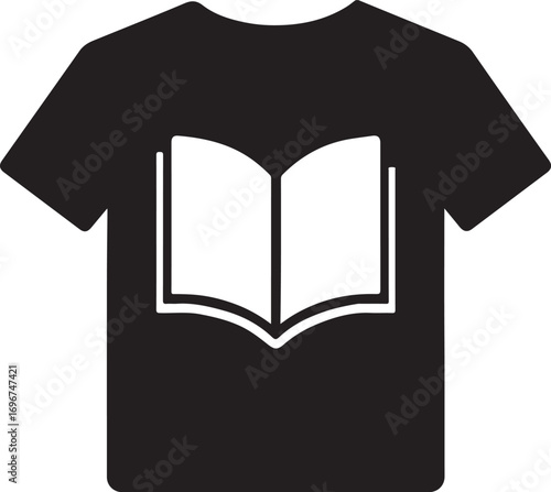 Open Book Icon on T-shirt Vector Illustration