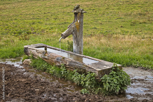 Photography Drinking trough for cattle on alpine pastures over Lofer, Austria, Europe