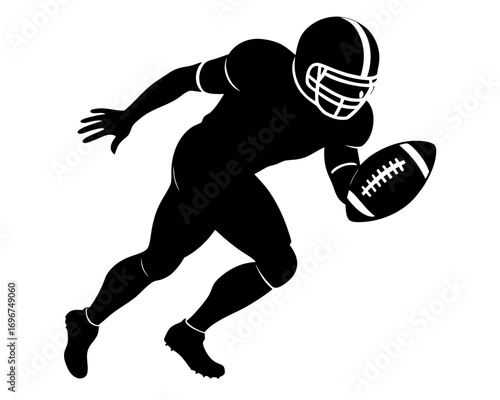 American Football player black silhouette vector