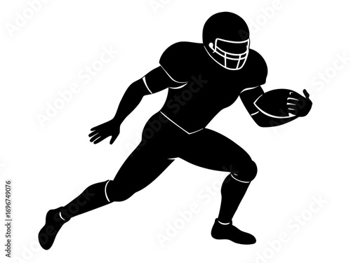 American Football player black silhouette vector