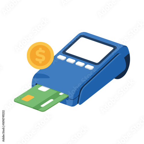Blue Credit Card Payment Terminal Illustration
