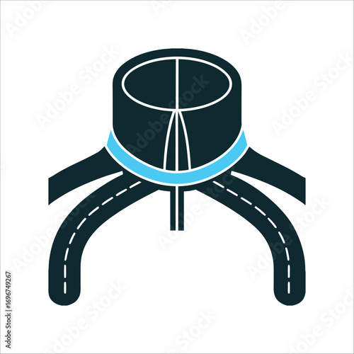 Highway Interchange Icon, Road Junction Graphic Race Suit Outline Collar and fireproof shape