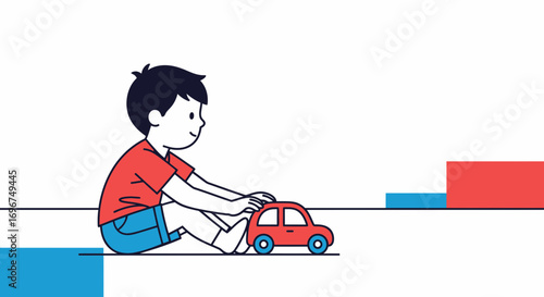 Child Playing With Toy Car Illustration Depicting Joy and Transportation Dreams