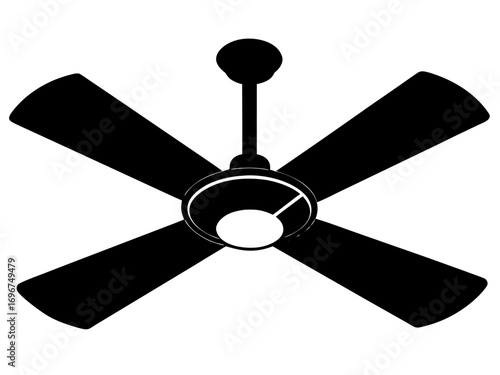 Ceiling fan black silhouette vector,Ceiling fan icon