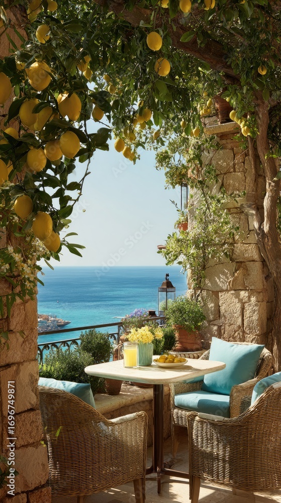 custom made wallpaper toronto digitalCoastal patio, lemon trees, ocean view