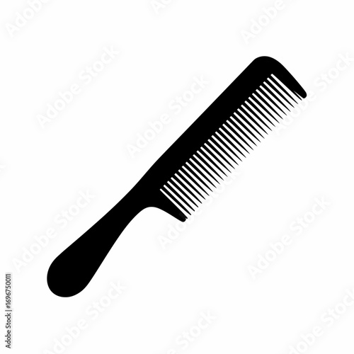 Scalable vector illustration of a simple black comb for hair styling and grooming icon graphics