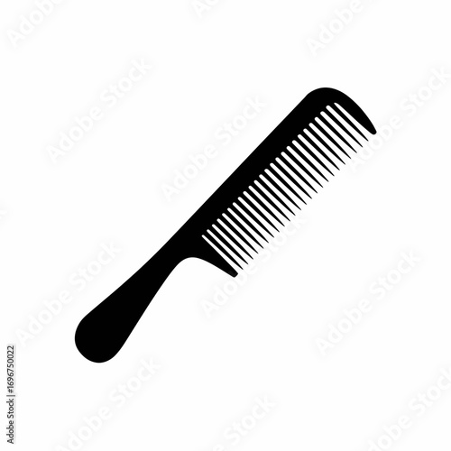 Simple black and white vector illustration of a comb scalable graphic for hair styling and grooming design elements