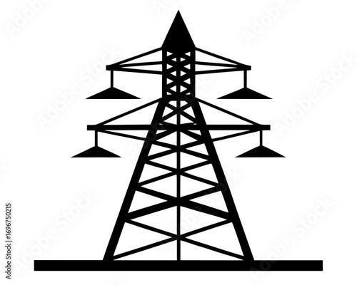Electrical Transmission Tower  black silhouette vector,Electrical Tower icon